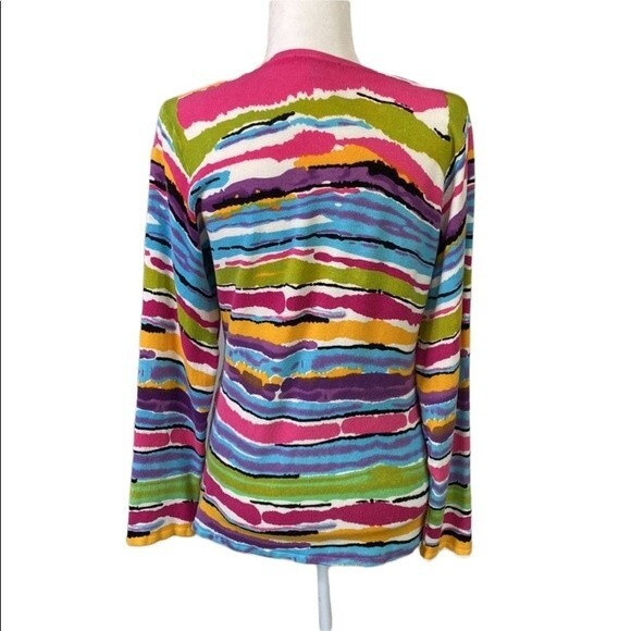 Cyrus Colorful Knit Pull Over Top V-Neck Long Sleeves Stretchy Soft - Picture 3 of 16